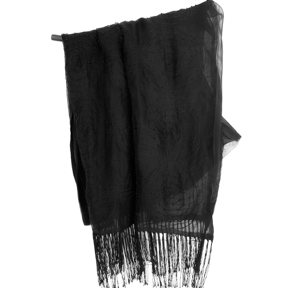 Designer beaded black scarf